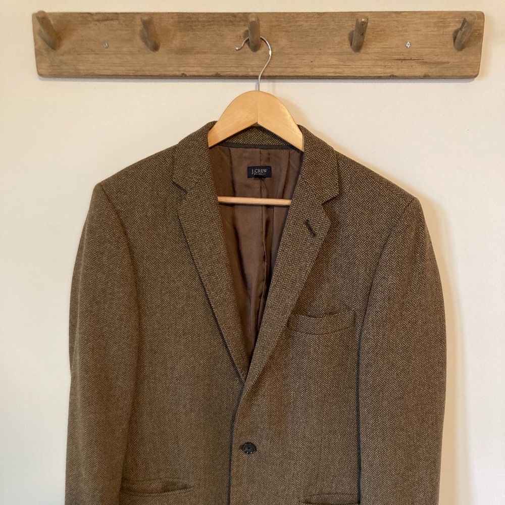 J. Crew Ludlow Brown Herringbone Tweed Jacket - Yorkshire Moon - 38R - 100% wool